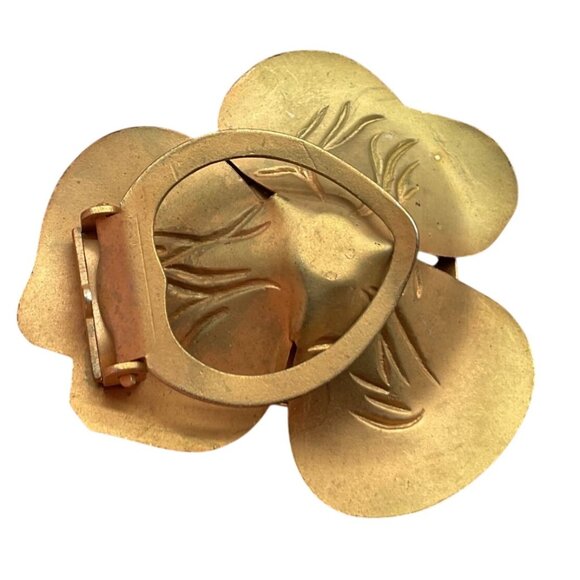 Bronze Bloomed Rose or Camellia Sweater Clip Womens 2" x 2" - Picture 2 of 3